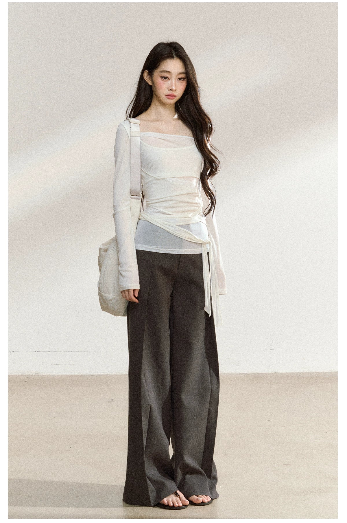 Tailored Draped Straight-Leg Trousers