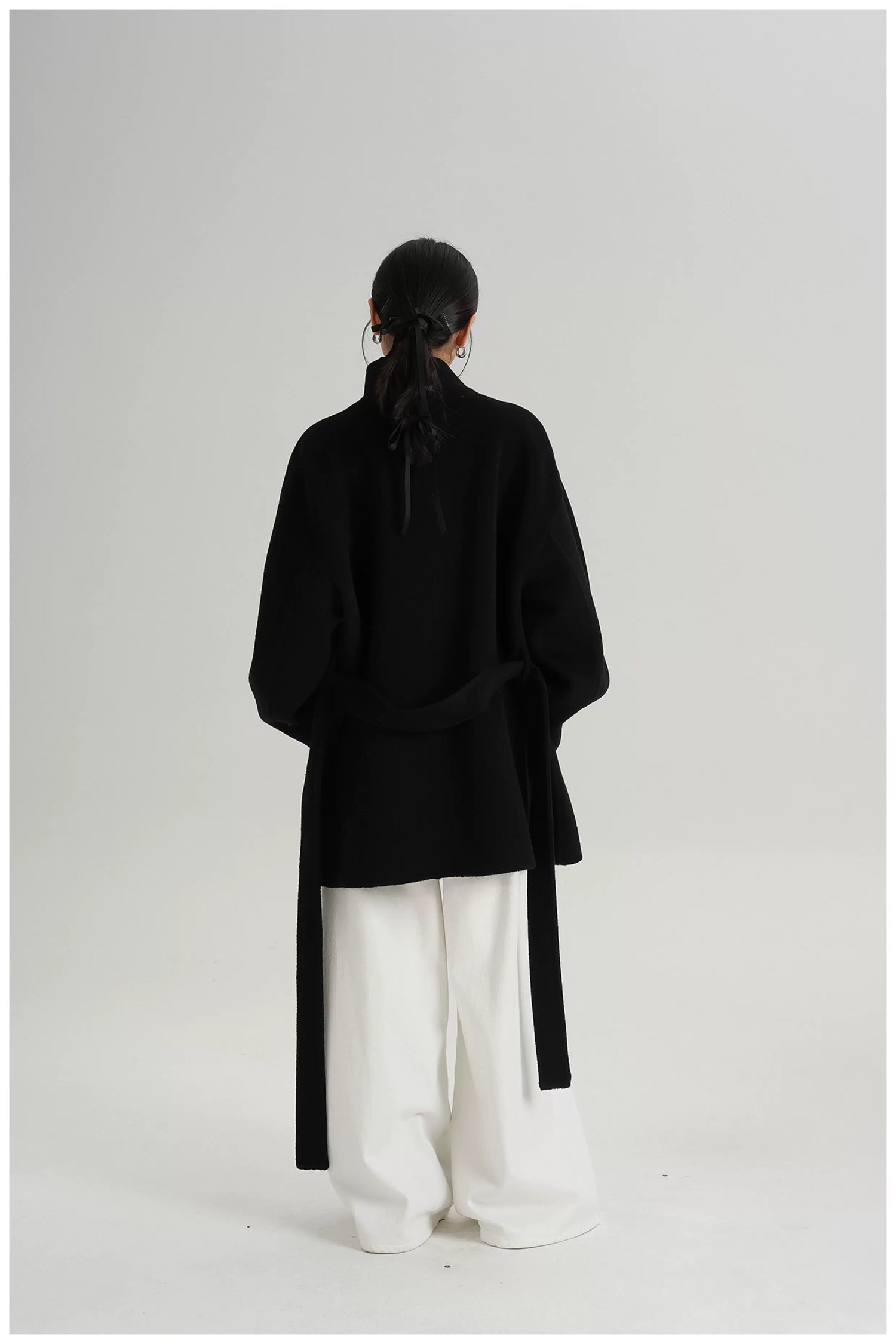Tie-Belt Mid-Length Double-Faced Wool Jacket