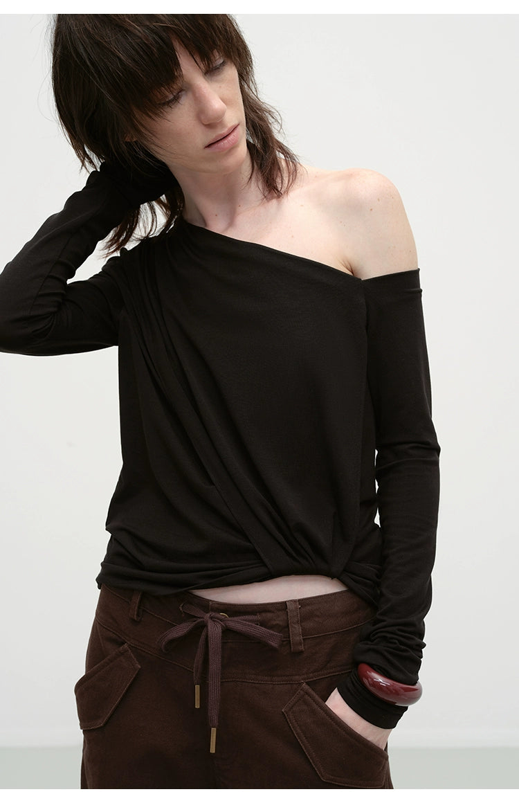 Chugangxi Draped One-Shoulder T-shirt