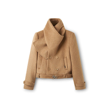 &quot;Ross Series&quot; Wool Scarf-Collar Coat