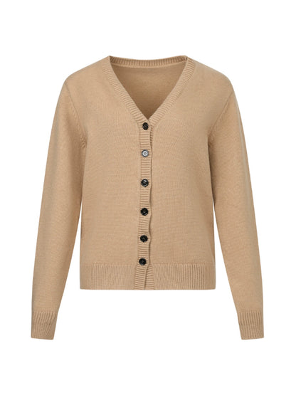 Lazy-Style Yellow V-Neck Knit Cardigan Set