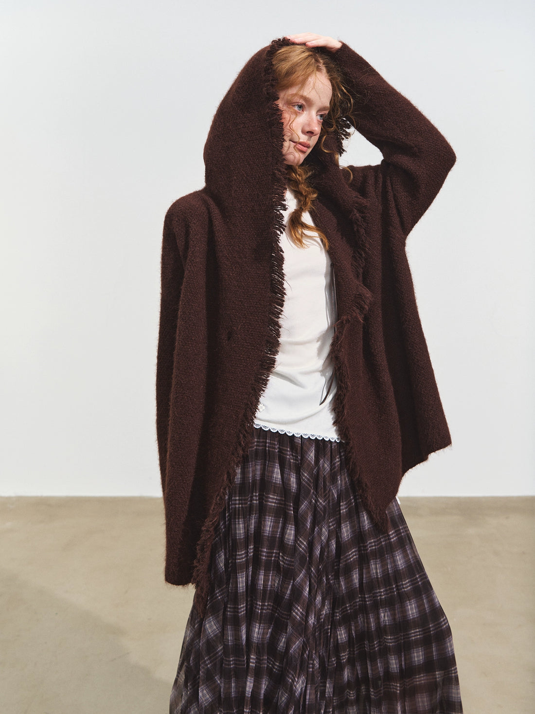 Fringed Hooded Cardigan