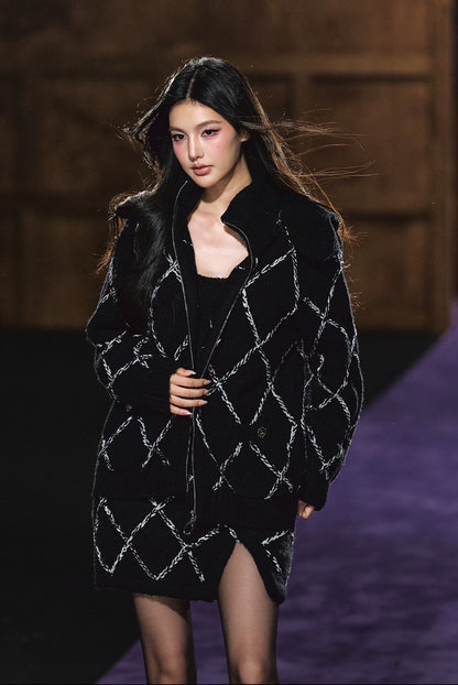 Wool-Blend Textured Hooded Cardigan &amp; Dress Set