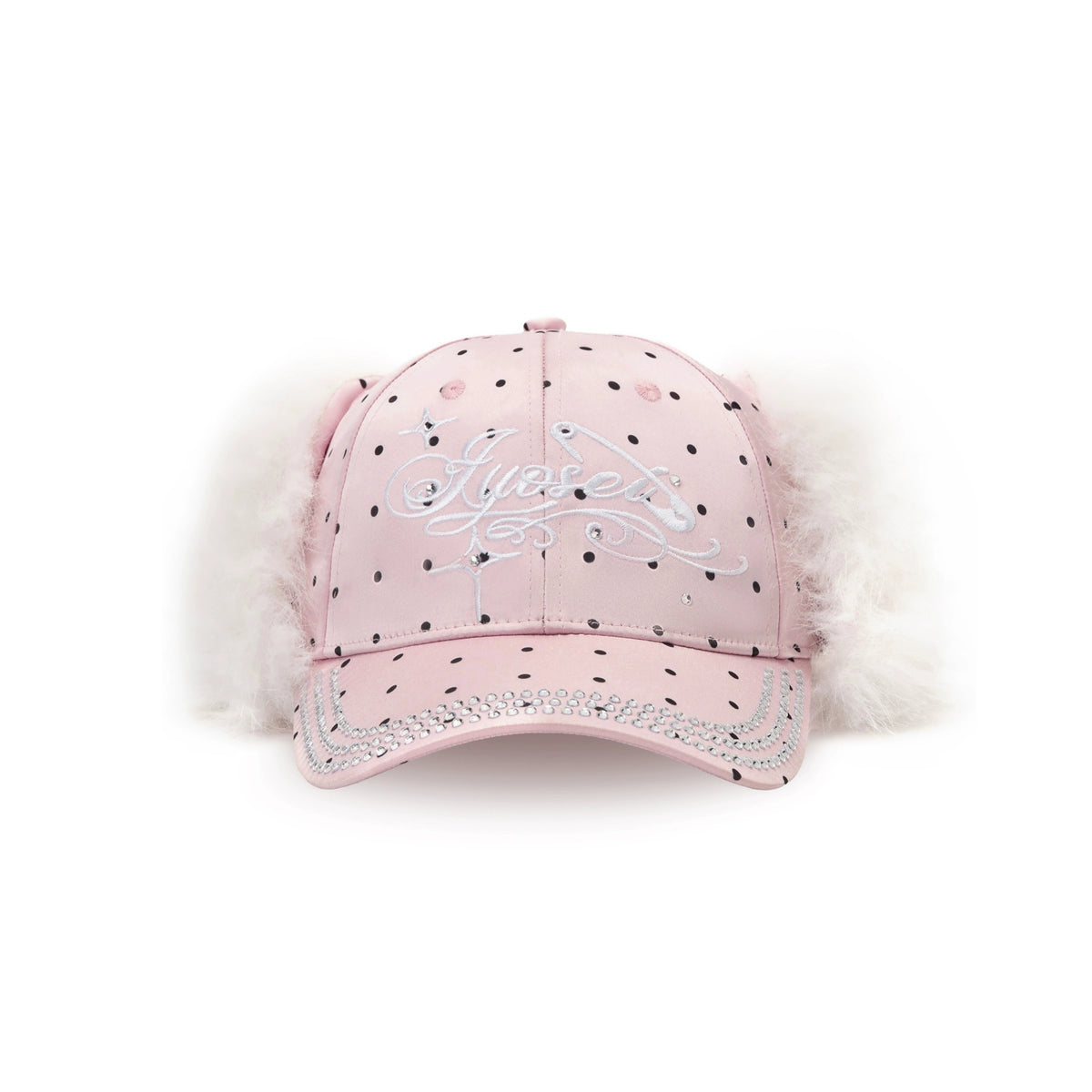 Rhinestone Ear-Flap Furry Baseball Cap
