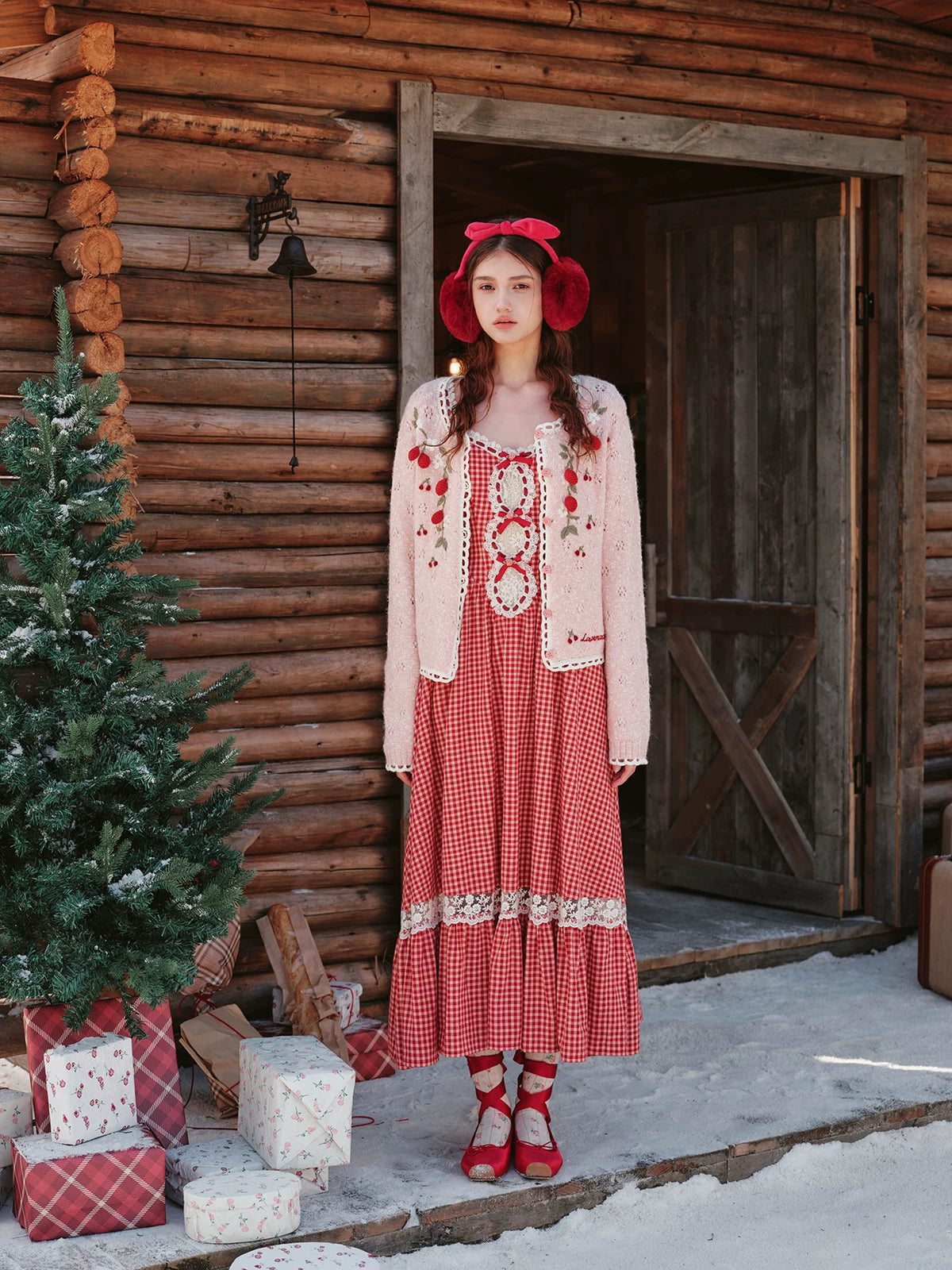 French Preppy Pink Wool Knit Cardigan