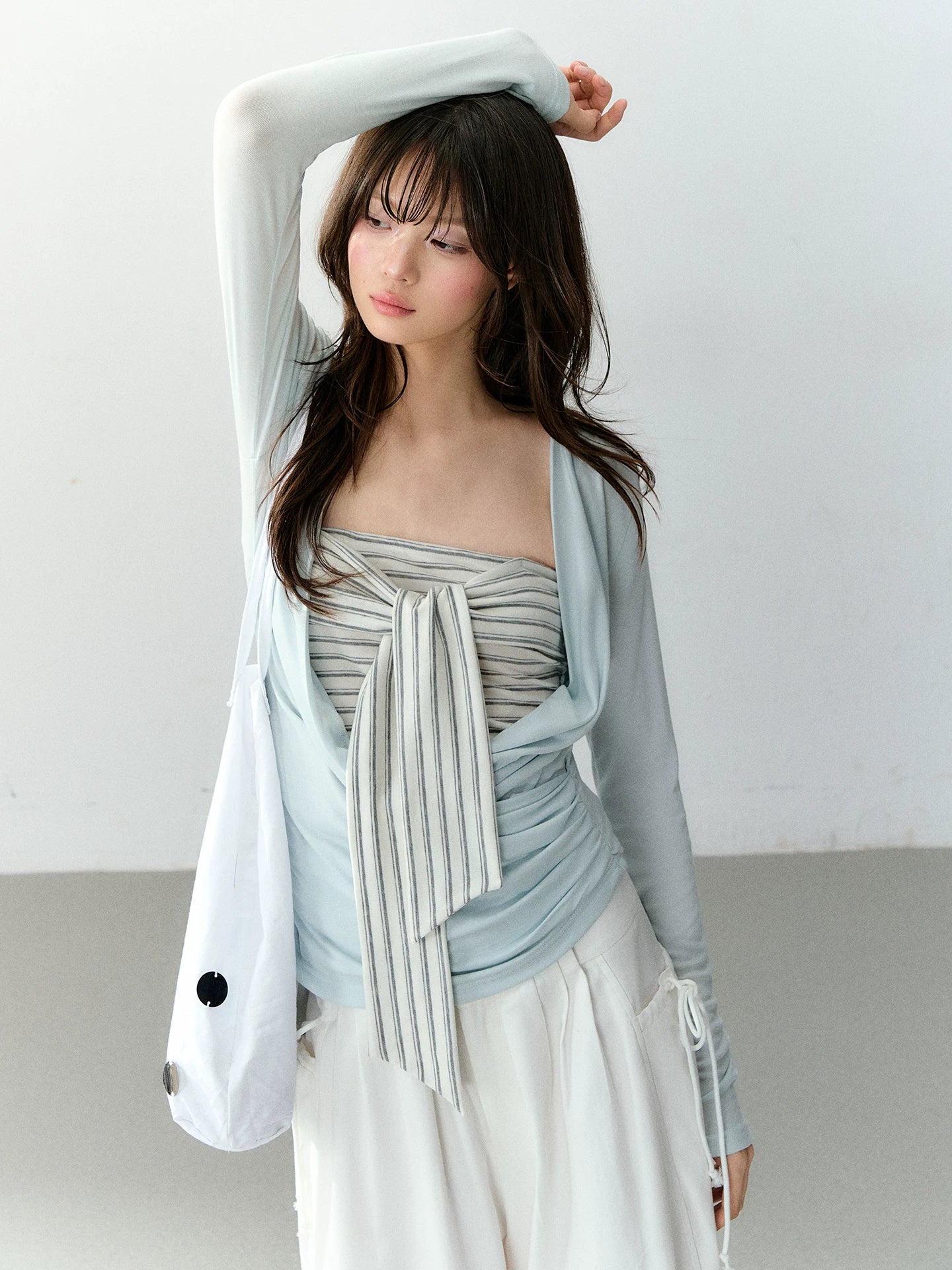 Lyocell Draped Neck Two-Piece Top Set