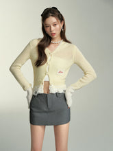 Light Yellow Lace Knit Cardigan - CHINASQUAD