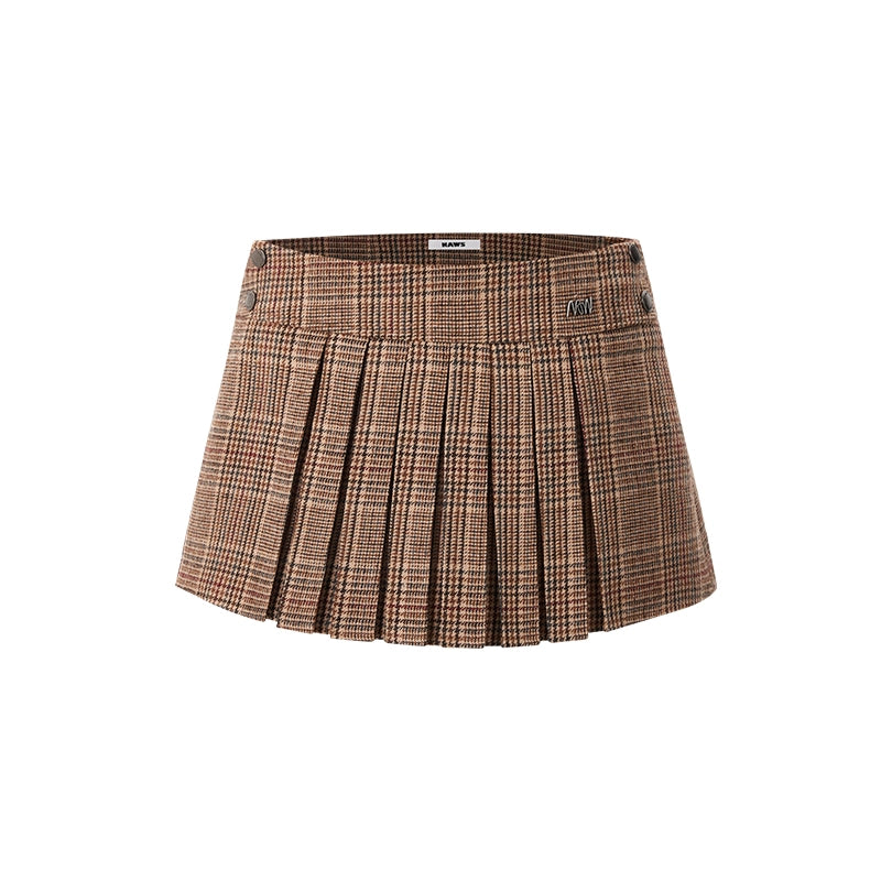 Plaid High-Waist A-Line Skirt