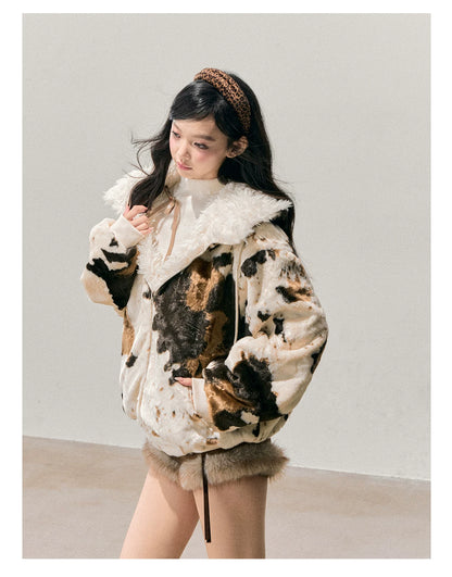 Faux-Fur Wide-Leg Winter Mini Shorts