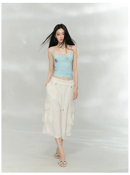 Waffle Knit Cargo Cropped Trousers