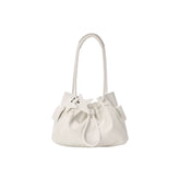 Pebbled Leather Drawstring Cloud Shoulder Bag ECODAY