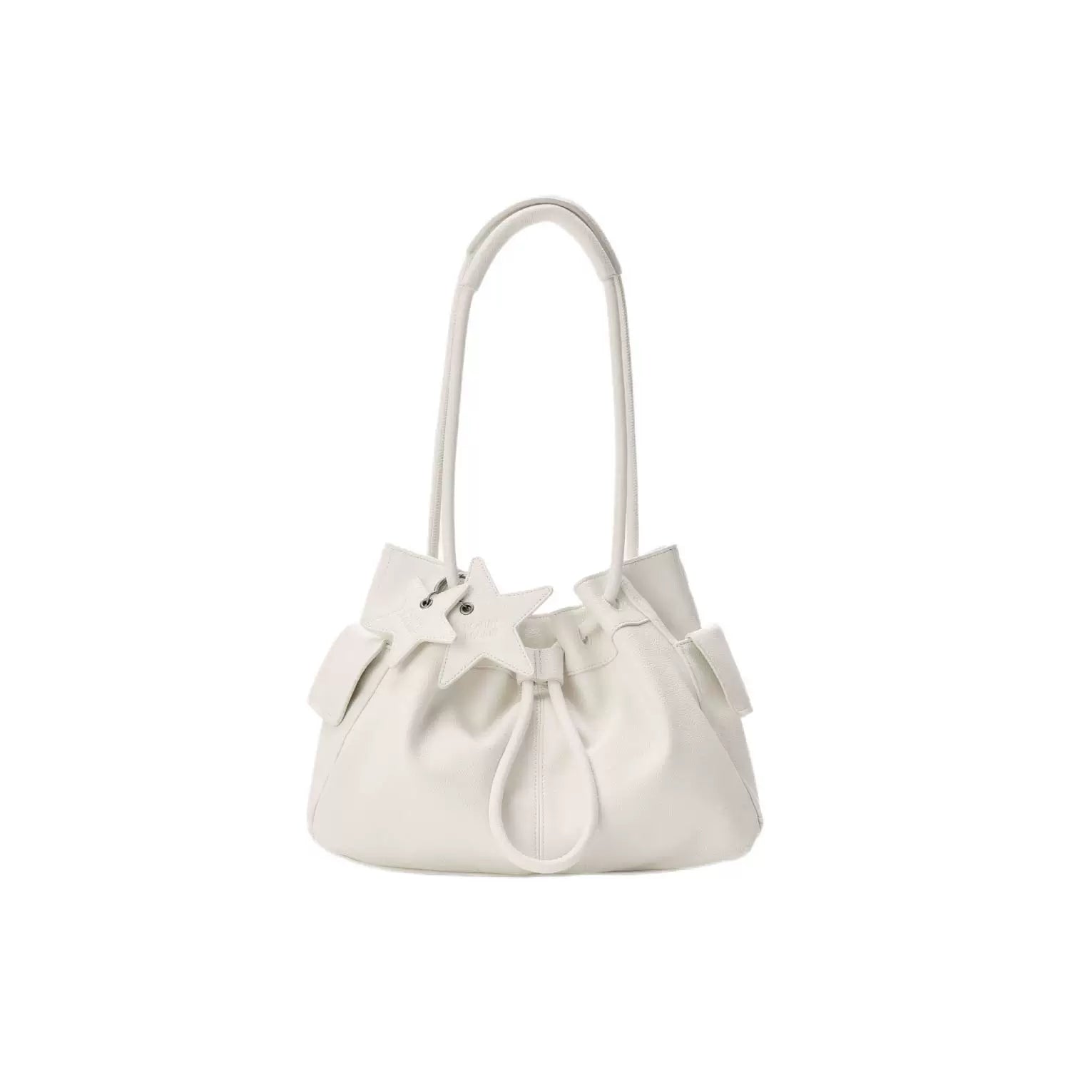 Pebbled Leather Drawstring Cloud Shoulder Bag ECODAY