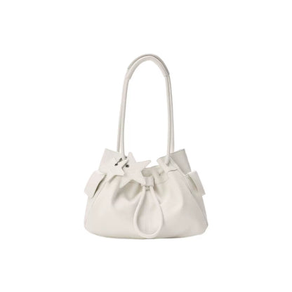 Pebbled Leather Drawstring Cloud Shoulder Bag ECODAY