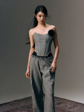 Gray Rose Decor Tube Top & Trousers Set - CHINASQUAD