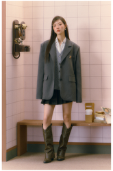 Gray Loose Suit Jacket - CHINASQUAD