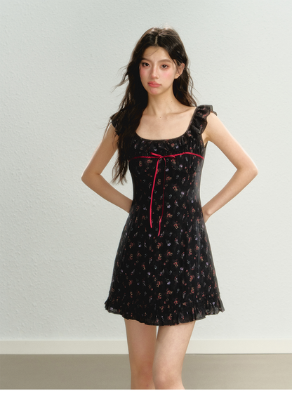 Flutter Sleeve Strap Floral Dress