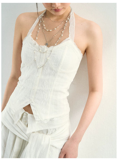 Layered Pearl Chain Statement Necklace