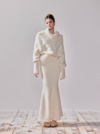 Glow Off-Shoulder Knit Sweater &amp; Mermaid Skirt Set