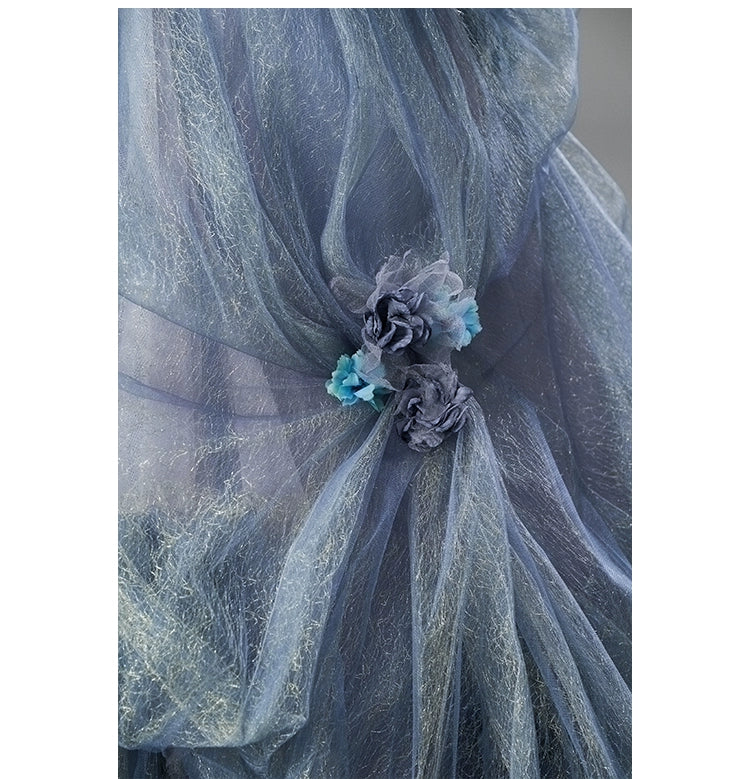 Underwater World Tulle Gown with Floral Embellishments