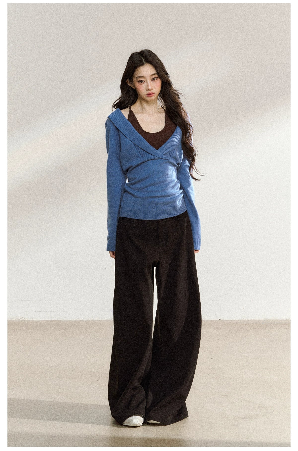 Black Relaxed Straight-Leg Trousers