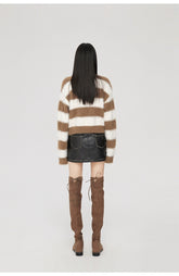 (Final Sale) Black & Brown Striped Cardigan - CHINASQUAD