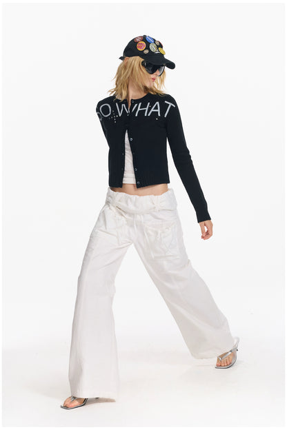 Soft Wool Punk Letter Knit Cardigan