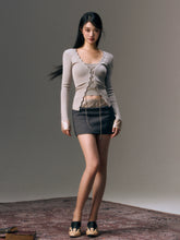 Gray Sequin Patchwork Mini Skirt - CHINASQUAD