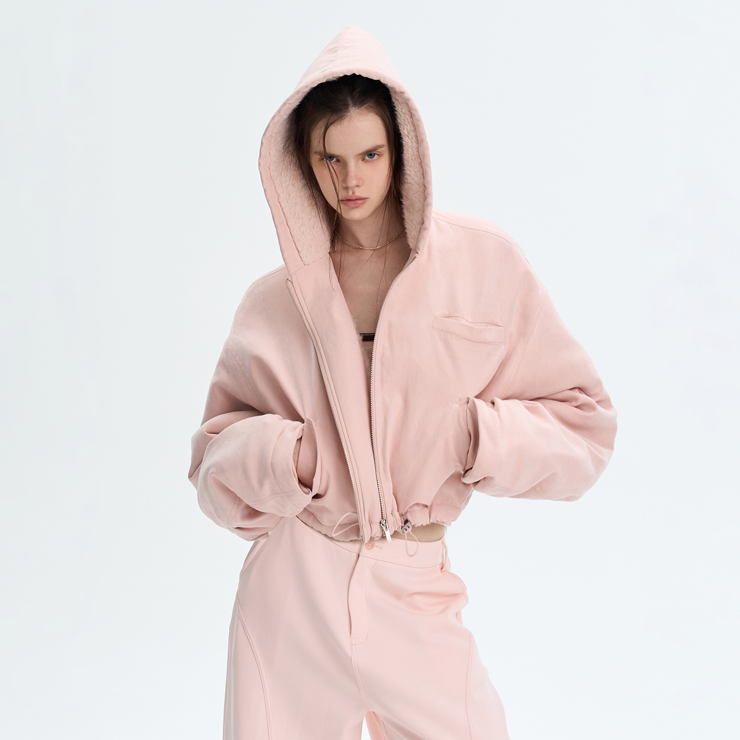 Retro Eco Faux-Fur Cropped Hooded Parka