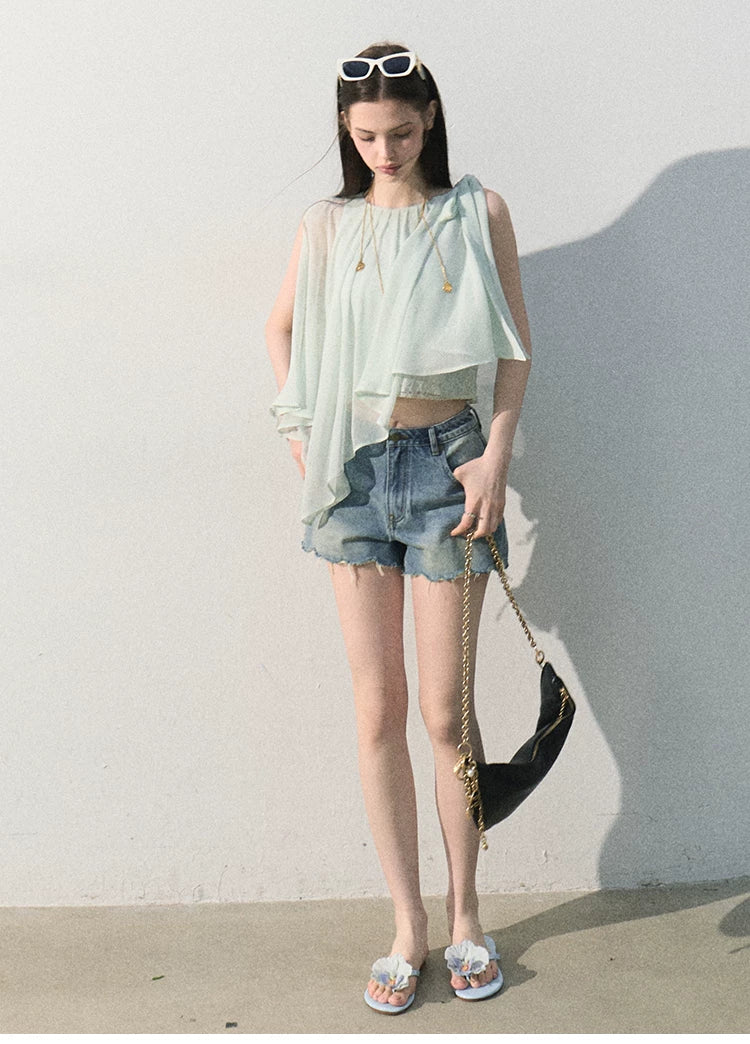 Faded Trace Vintage Distressed Denim Shorts