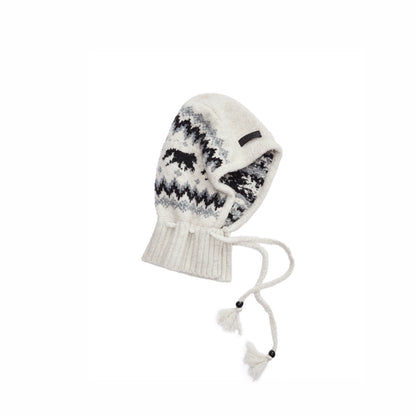 Fair Isle Pony Jacquard Knit Balaclava Hat