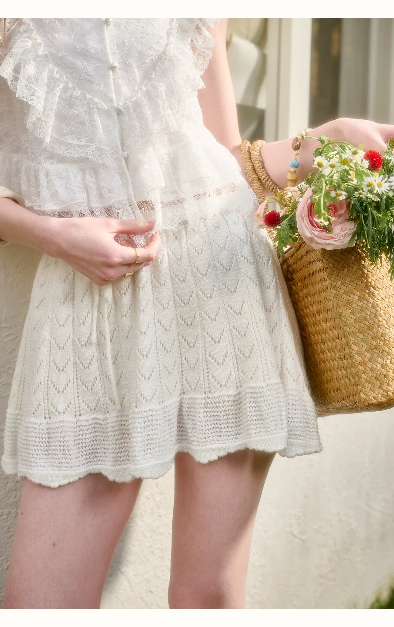 Lake Knit Drawstring Mini Skirt