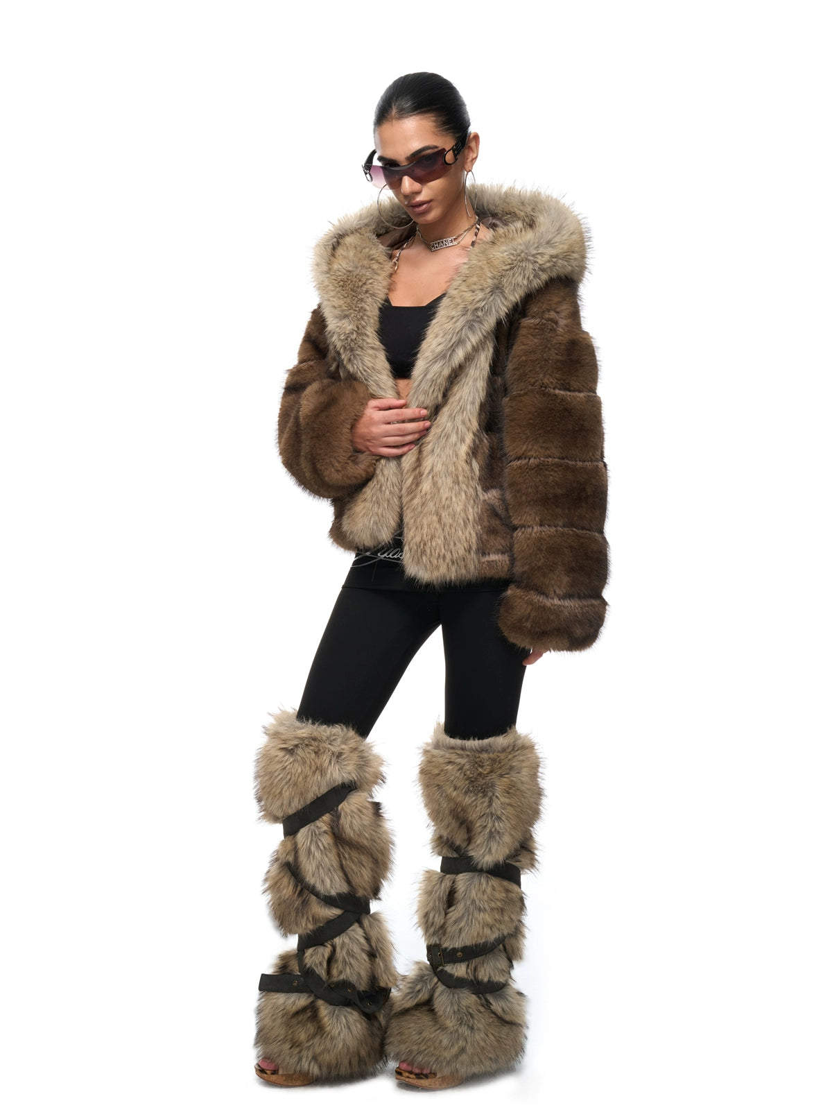 Faux Fur Hooded Oversized Jacket