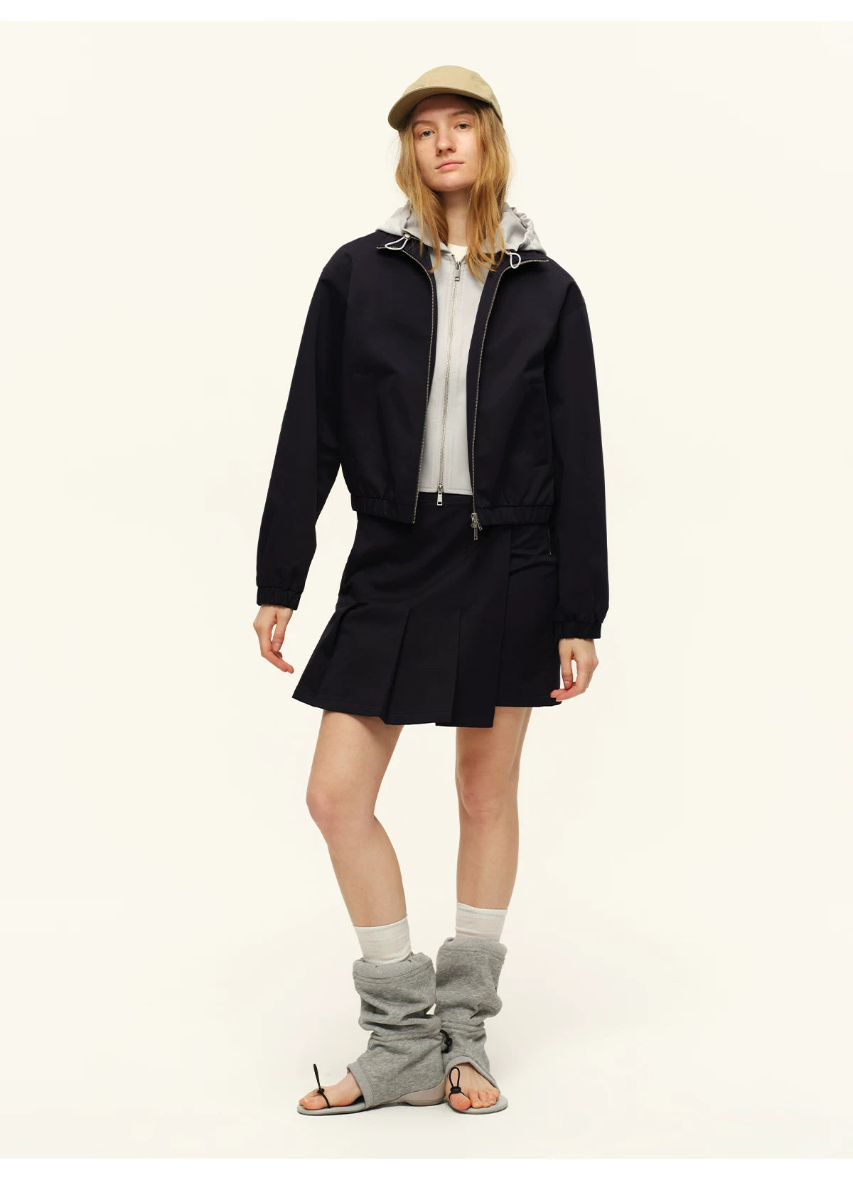 Cotton Stand-Collar Hooded Jacket