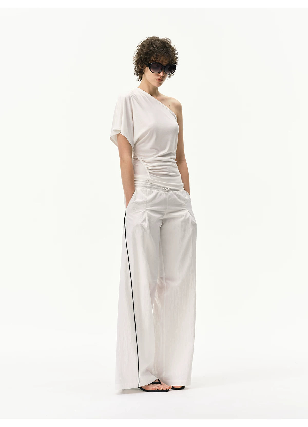 Cooling Lyocell Double-Waistband Wide-Leg Pants