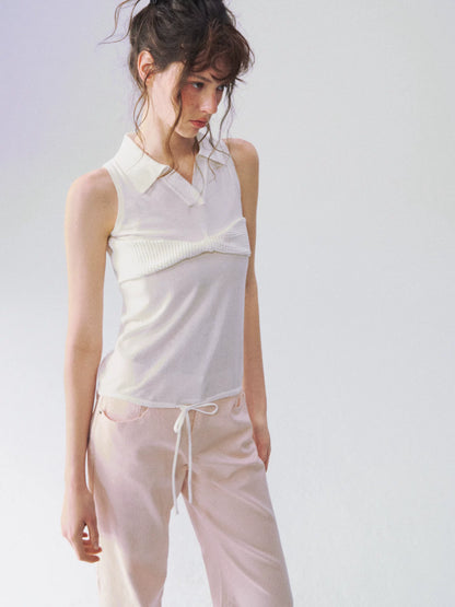 Twist-Knot Polo Neck Sleeveless Top