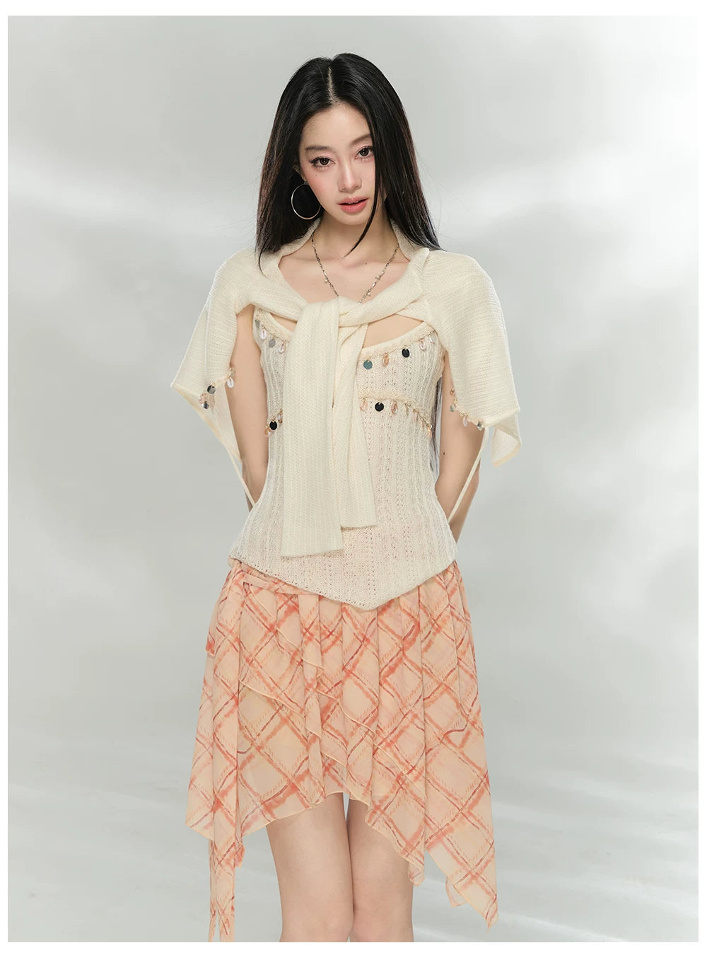 Embellished Knit Cardigan &amp; Camisole Set