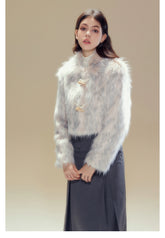 Vintage Pink Horn Button Shearling Coat - CHINASQUAD