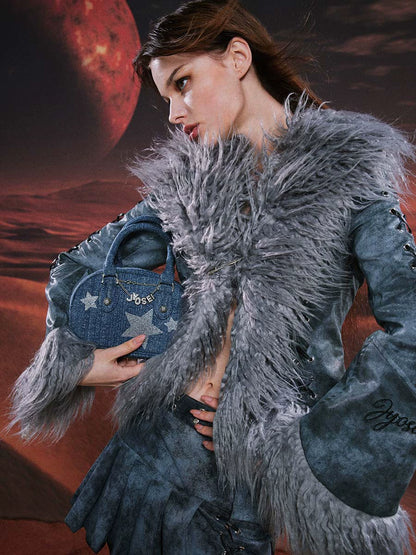 Vintage Washed Denim Bowling Bag