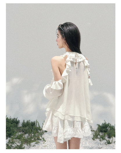 Moonlit Ripple Lace Mini Skirt