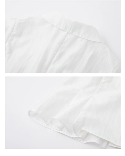 Peter Pan Collar Asymmetric Waist-Tailored Blouse