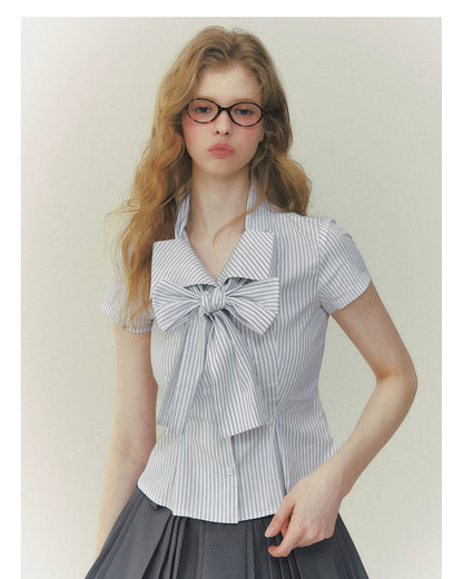 Muse Striped Bow-Fastening Shirt