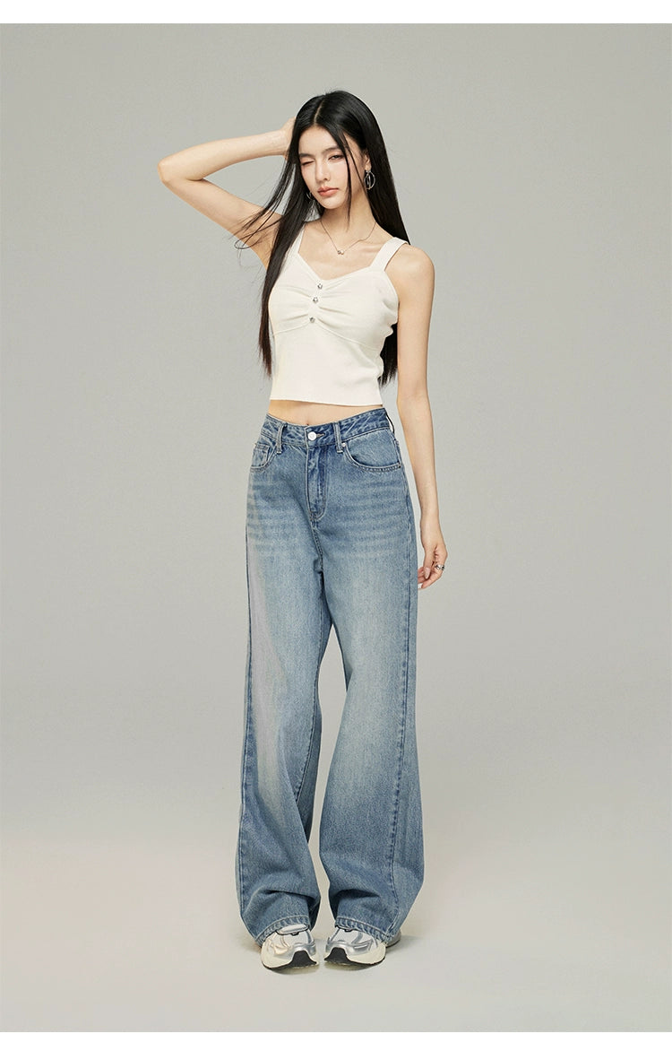 MacyMccoy Logo Embroidered Wide-Leg Jeans
