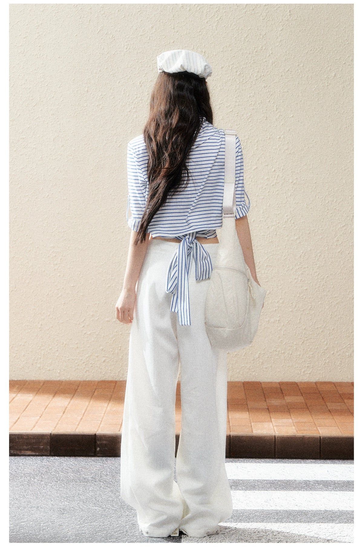 Dual-Tone Striped Knit Cropped T-Shirt - CHINASQUAD