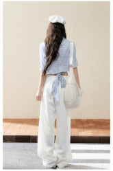 Dual-Tone Striped Knit Cropped T-Shirt - CHINASQUAD