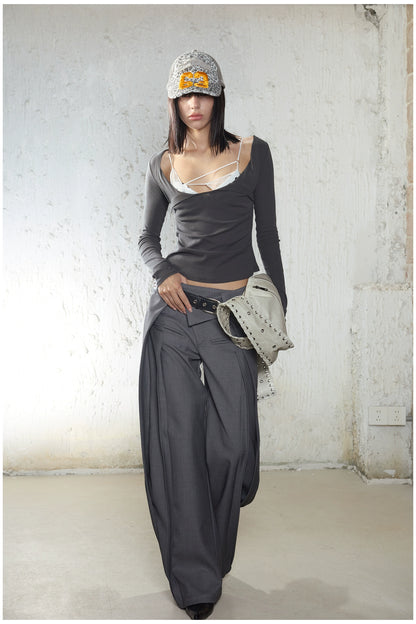 Scoop Neck Layered T-Shirt With Mesh Bra
