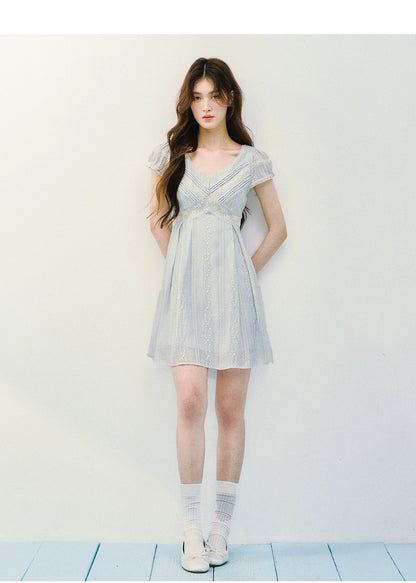 Vintage Lace Panel V-Neck Dress