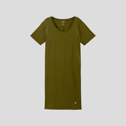 Plain-colored Cotton Round-neck Loose Sleepdress