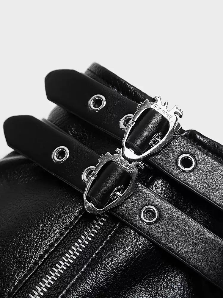 Heart Buckle Faux-Leather Leg Warmers