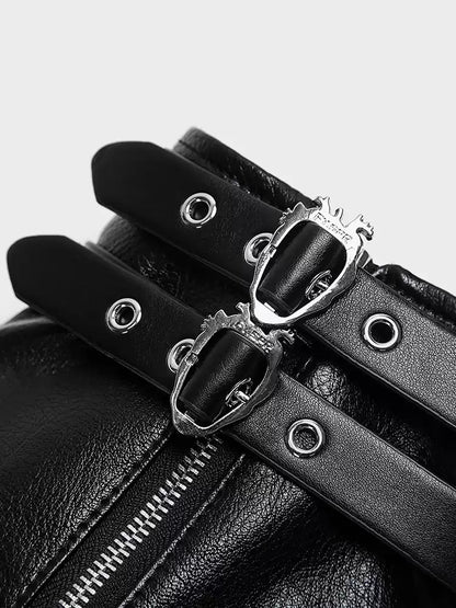 Heart Buckle Faux-Leather Leg Warmers