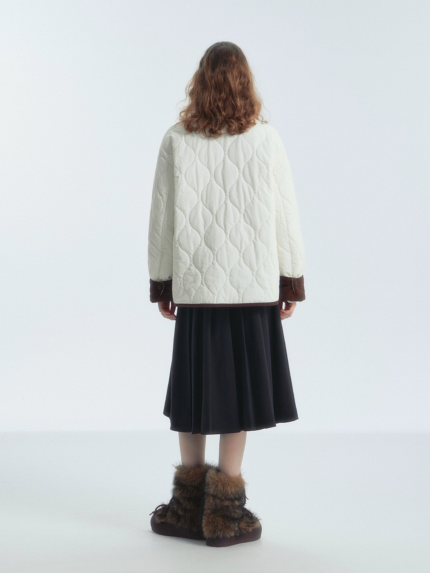 Contrast Collar Quilted Cotton Jacket